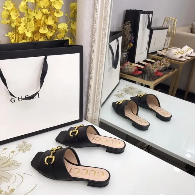 Gucci Horsebit 1955 Black Leather Gold Horsebit Slippers 7