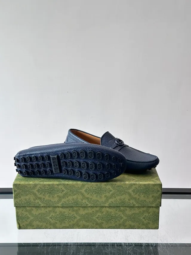 Gucci Horsebit 1955 Mocassins de couro azul granulado 2