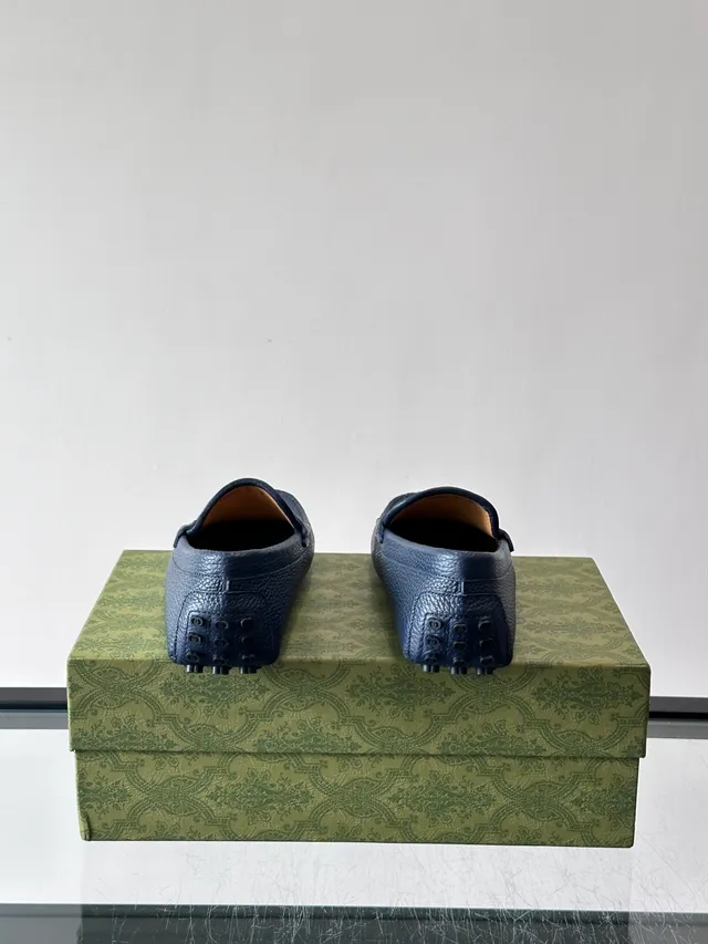 Gucci Horsebit 1955 Mocassins de couro azul granulado 3