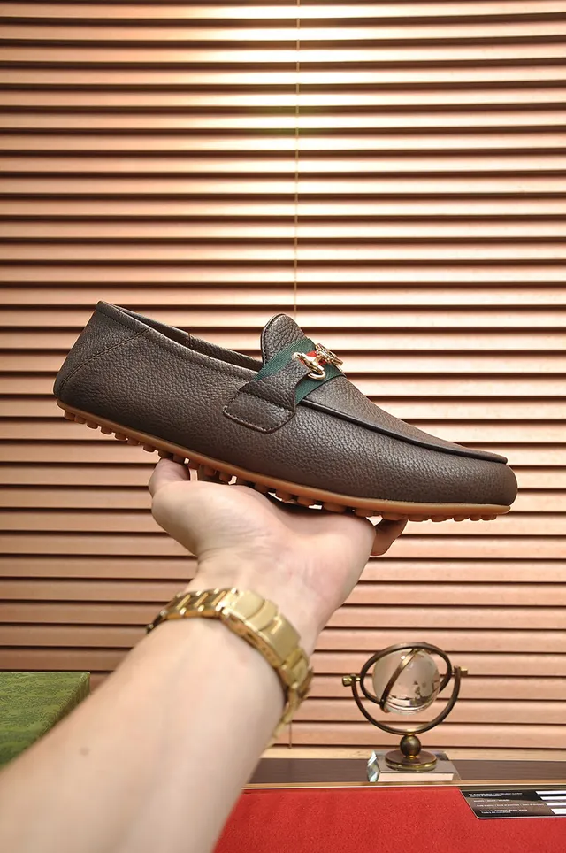 Gucci Horsebit 1955 Mocassins de couro marrom com textura de grão 7
