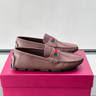 Gucci Horsebit 1955 भूरा लाल चमड़ा पट्टी लोअफर