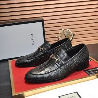 Gucci Horsebit 1955 Mocasines Cuero Crocodile Embossed Negro