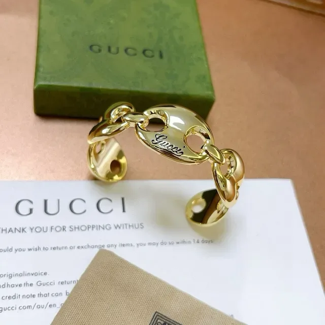 Gucci Horsebit 1955 Gold-Tone Interlocking Link Bracelet 9