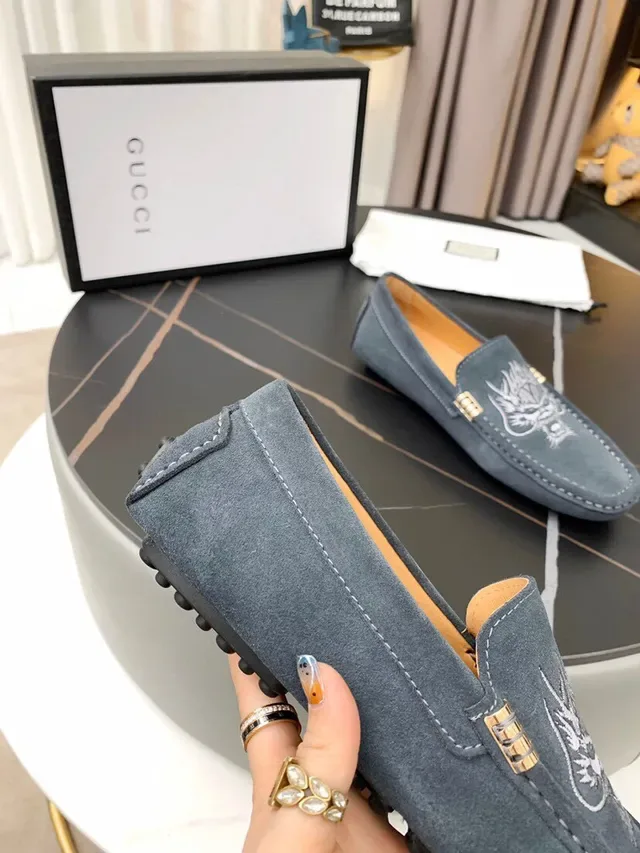 Gucci Horsebit 1955 Camurça Cinza Bordado Dragão Loafers 5