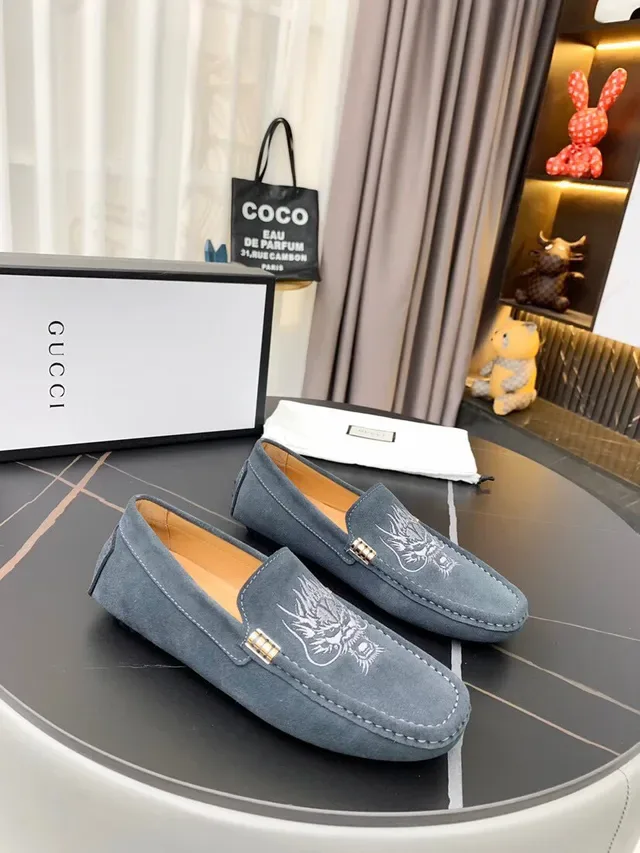 Gucci Horsebit 1955 Camurça Cinza Bordado Dragão Loafers 7