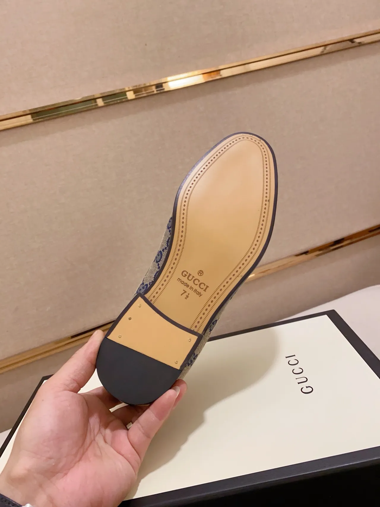 Gucci Horsebit 1955 लोफर बेज नेवी GG Supreme Canvas लोफर 2