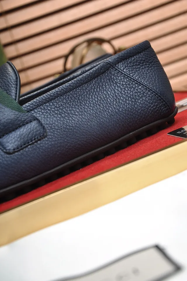 Gucci Horsebit 1955 Navy Blue Leather Loafers 2