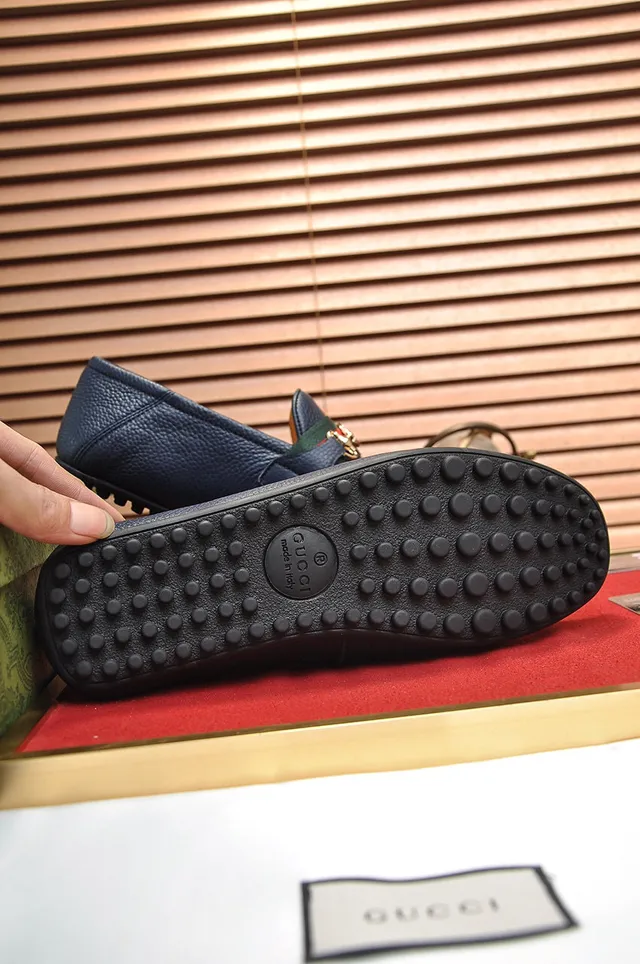 Gucci Horsebit 1955 Navy Blue Leather Loafers 4