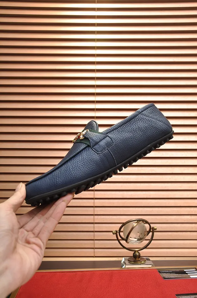 Gucci Horsebit 1955 Navy Blue Leather Loafers 6