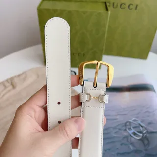 Gucci Horsebit 1955 Off-White चमड़े का बेल्ट