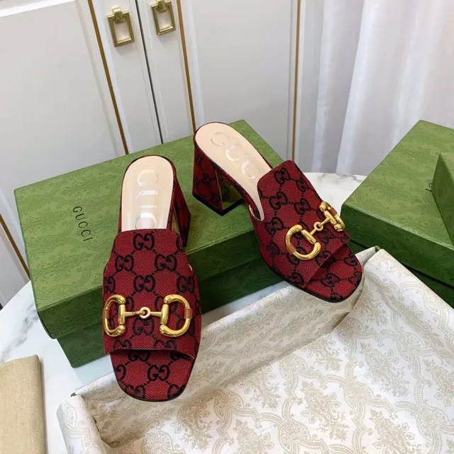 Gucci Horsebit 1955 लाल सोने GG मोनोग्राम कैनवास बकल ब्लॉक हील 2