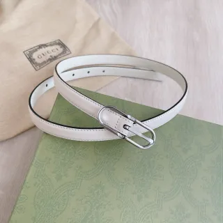 Gucci Horsebit 1955 白色黑色修身皮革腰带