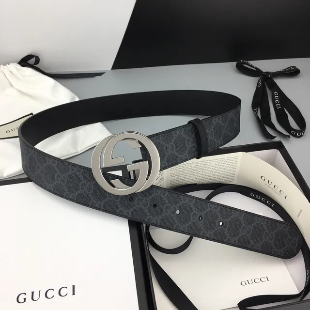 Gucci Interlocking G Belt Black GG Monogram Leather Belt 2