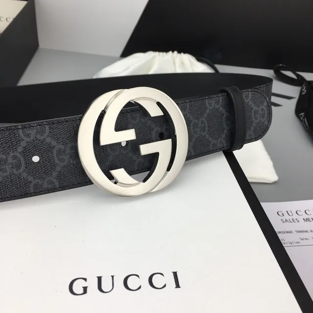Gucci Interlocking G Belt Black GG Monogram Leather Belt 9