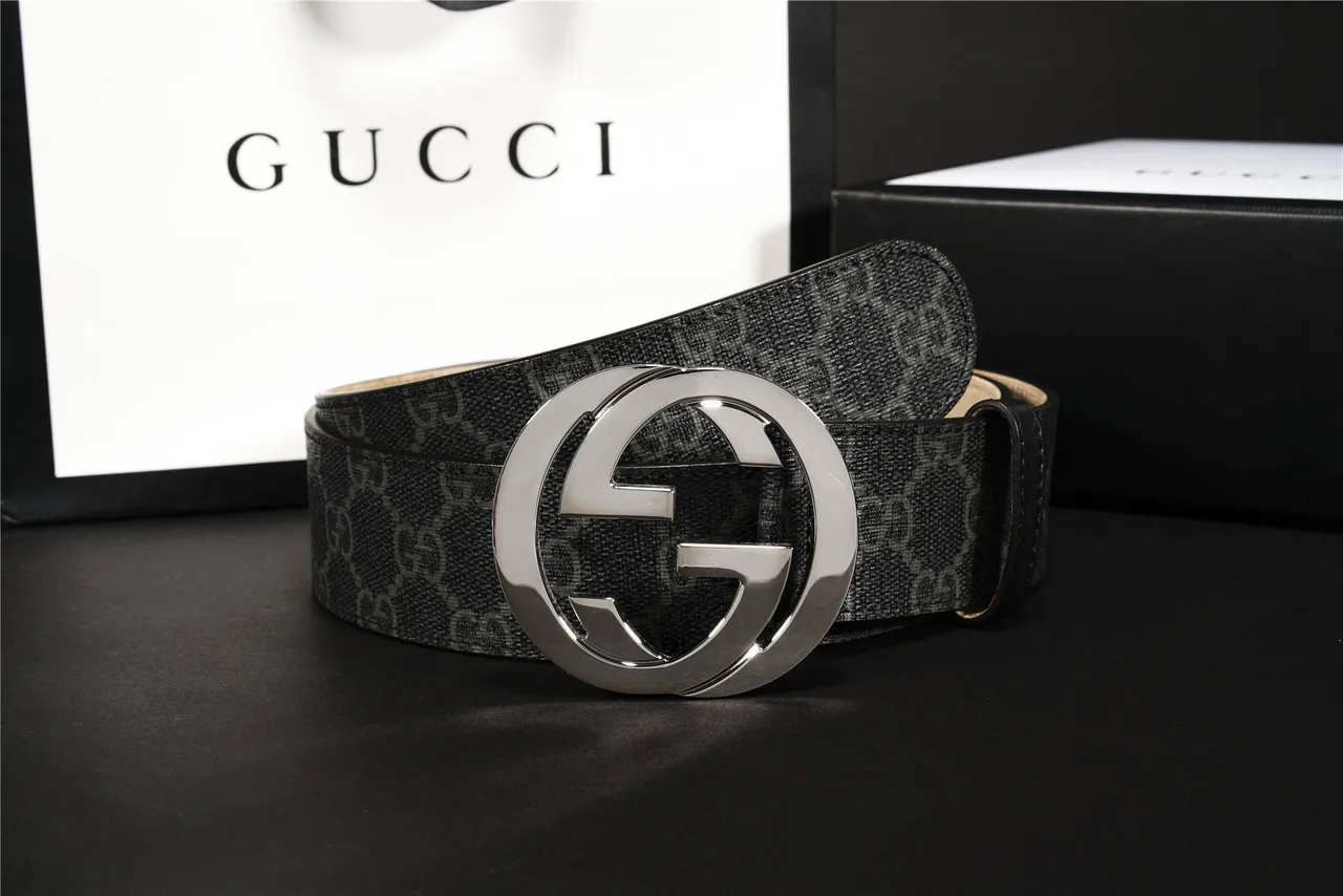 Gucci Interlocking G Belt cuir monogramme gris charbon ceinture 5
