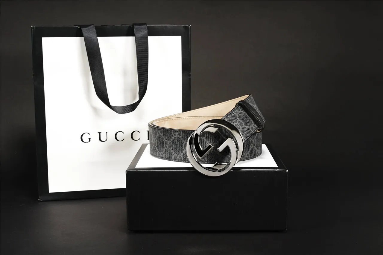 Gucci Interlocking G Belt cuir monogramme gris charbon ceinture 9