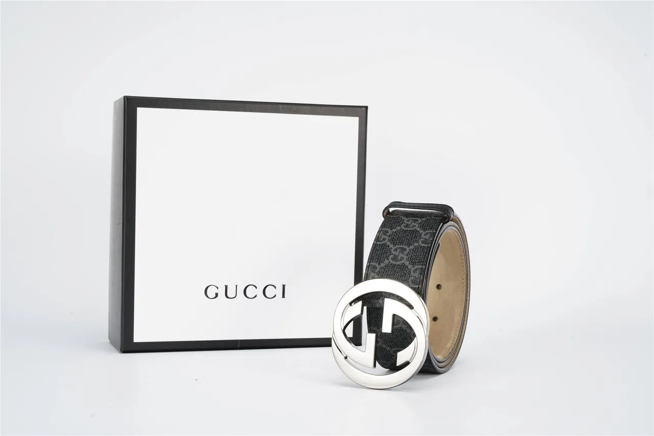 Gucci Interlocking G Belt cuir monogramme gris charbon ceinture 16