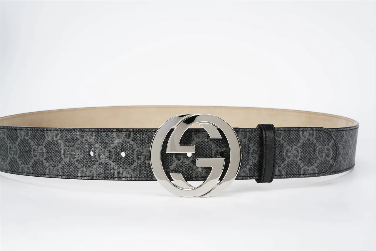 Gucci Interlocking G Belt cuir monogramme gris charbon ceinture 23