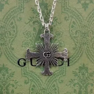 Gucci Memento Cross Pendant Silver Necklace