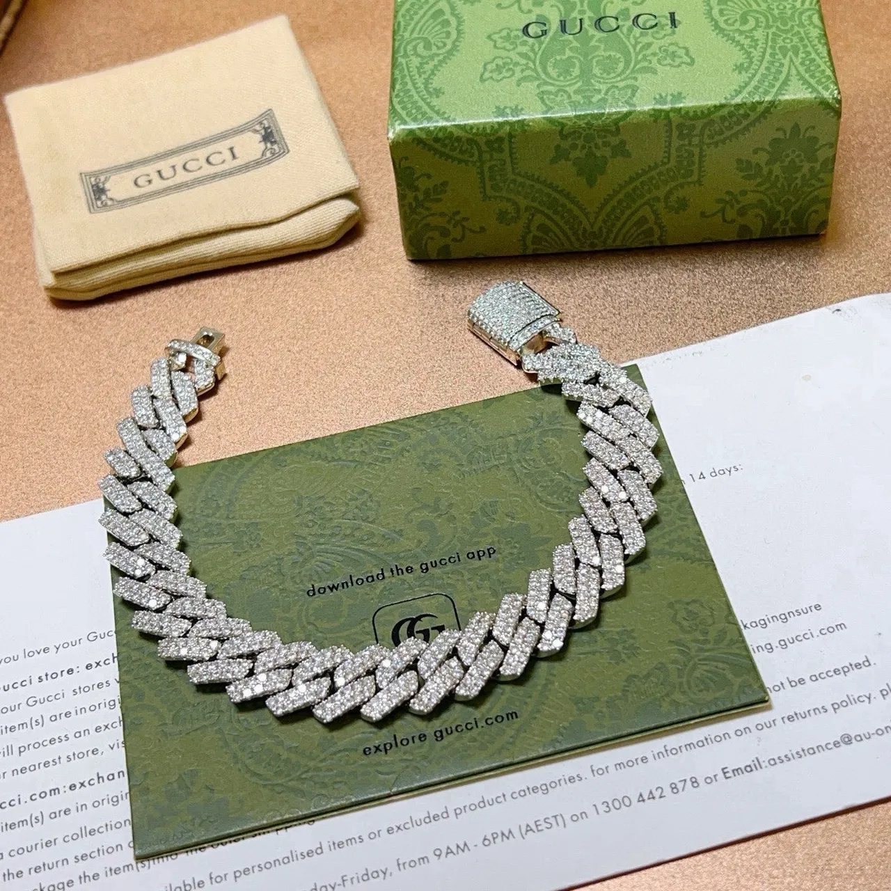 Gucci Multi-Row Pavé Curb Link Bracelet 6
