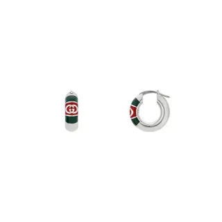 Gucci Brincos Multicolor Prata Esmaltados Logo G Entrelacado