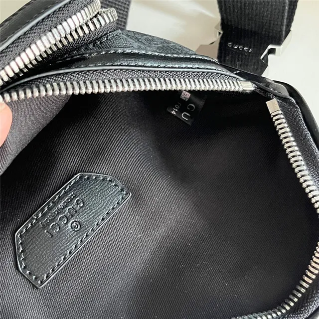 Gucci Ophidia بيج بني GG Monogram Canvas Leather Trim حقيبة حزام أنيقة 2
