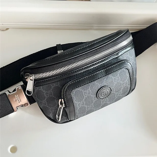 Gucci Ophidia بيج بني GG Monogram Canvas Leather Trim حقيبة حزام أنيقة 4