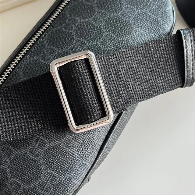 Gucci Ophidia بيج بني GG Monogram Canvas Leather Trim حقيبة حزام أنيقة 5