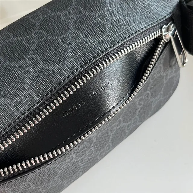 Gucci Ophidia بيج بني GG Monogram Canvas Leather Trim حقيبة حزام أنيقة 6