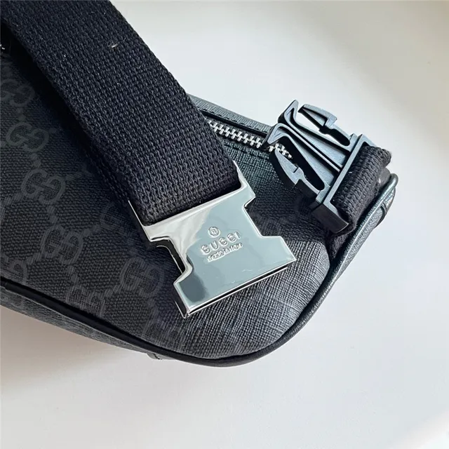 Gucci Ophidia بيج بني GG Monogram Canvas Leather Trim حقيبة حزام أنيقة 7