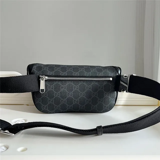 Gucci Ophidia بيج بني GG Monogram Canvas Leather Trim حقيبة حزام أنيقة 8