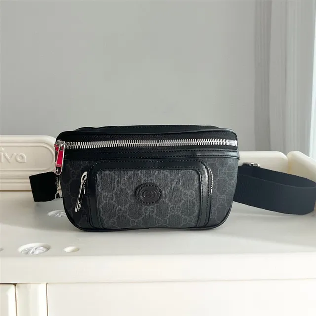 Gucci Ophidia بيج بني GG Monogram Canvas Leather Trim حقيبة حزام أنيقة 9