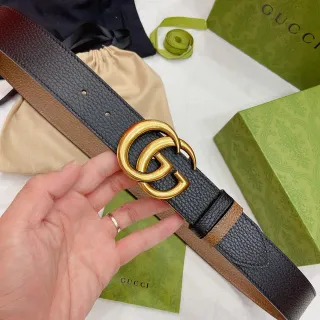 Gucci Ophidia Cinto de couro granulado preto e tan