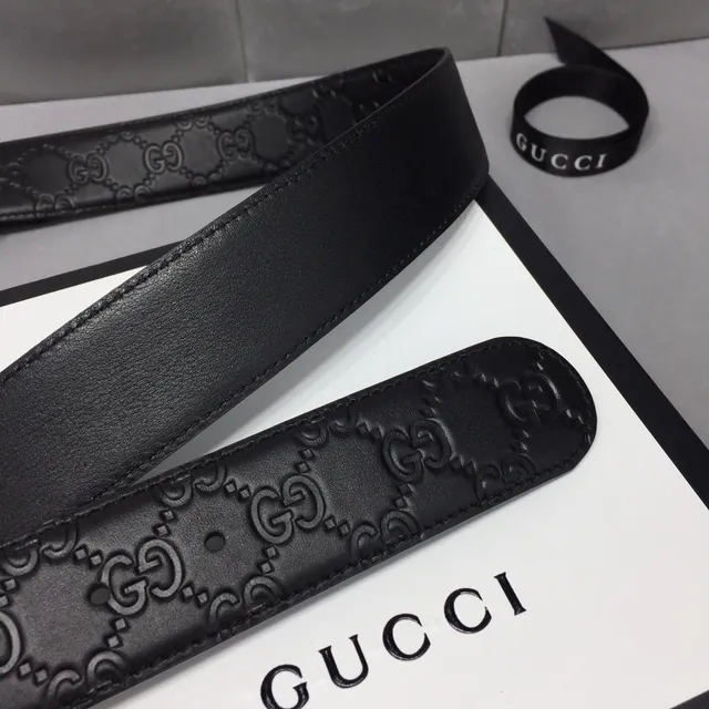 Gucci Ophidia Black Embossed GG Leather Belt 7
