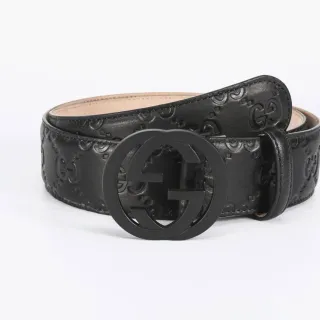 Gucci Ophidia Preto Embossado GG Cinto de Couro