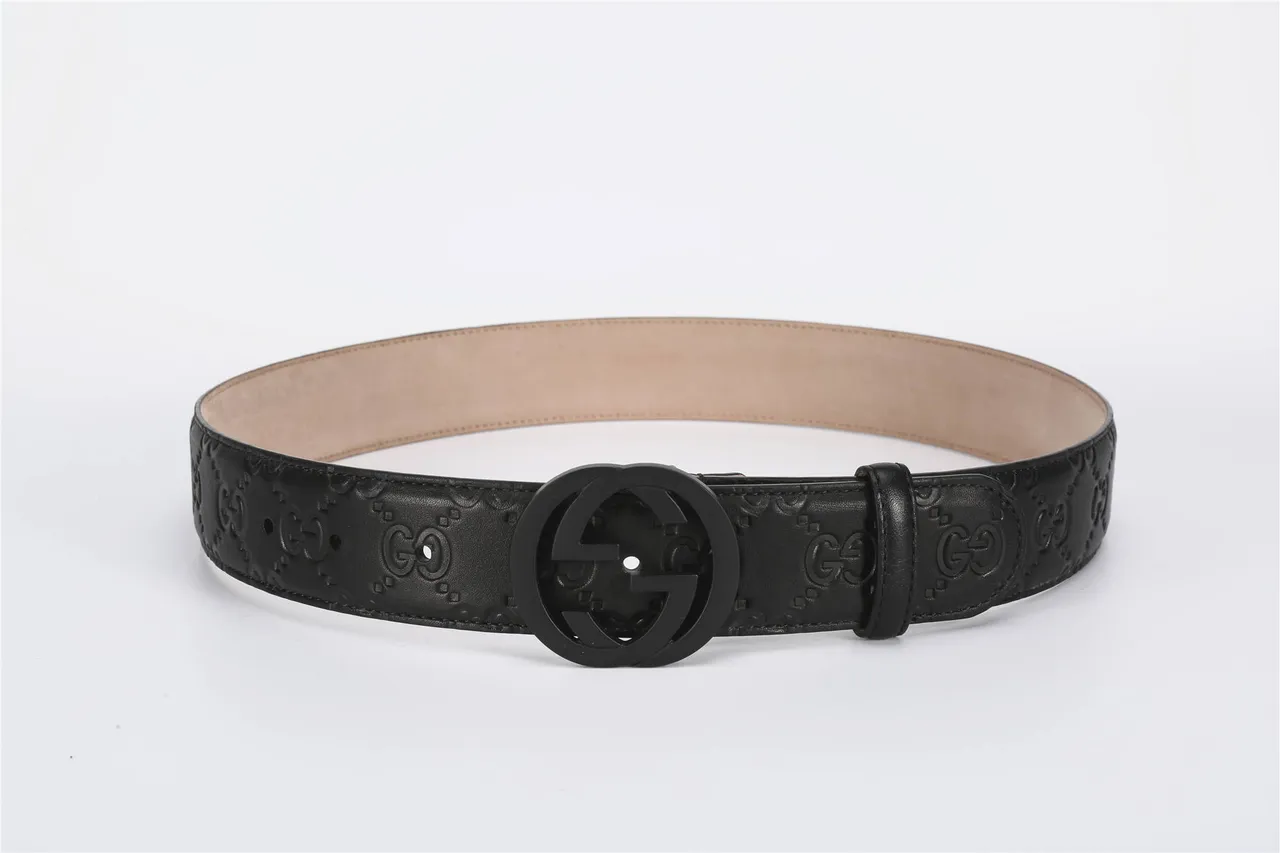 Gucci Ophidia Black Embossed GG Leather Belt 7