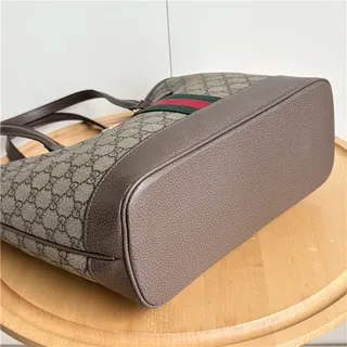 Gucci Ophidia GG Monogram कैनवास बर्गंडी वेब स्ट्राइप टोट बैग 8