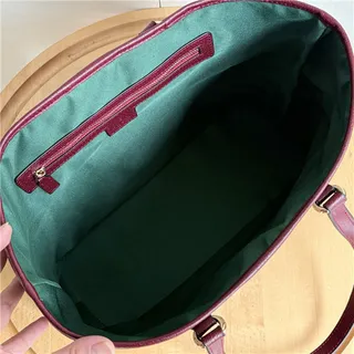 Gucci Ophidia GG Monogram कैनवास बर्गंडी वेब स्ट्राइप टोट बैग 15