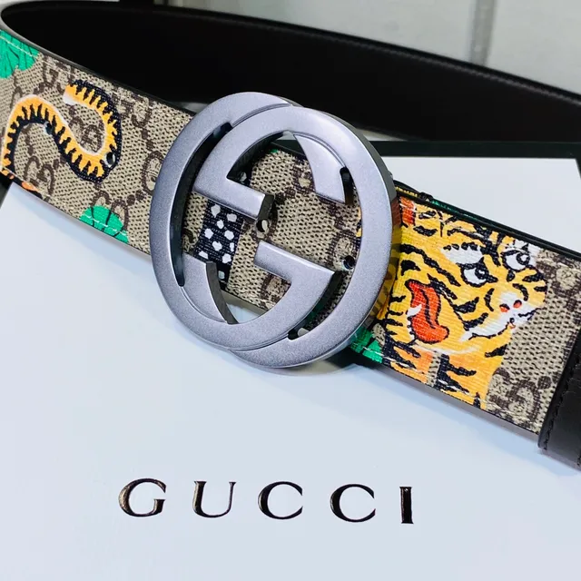 Gucci Ophidia GG Monogram Tiger and Snake Print Leather Belt 2