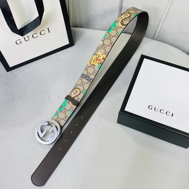Gucci Ophidia GG Monogram Tiger and Snake Print Leather Belt 6