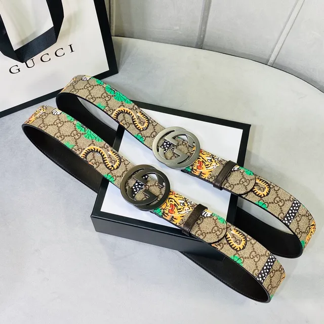 Gucci Ophidia GG Monogram Tiger and Snake Print Leather Belt 7