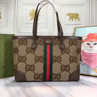 Gucci Ophidia GG Monogram Web Stripe टोट बैग