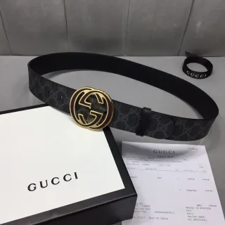 Gucci Ophidia Interlocking G Buckle Black GG Supreme Leather Belt