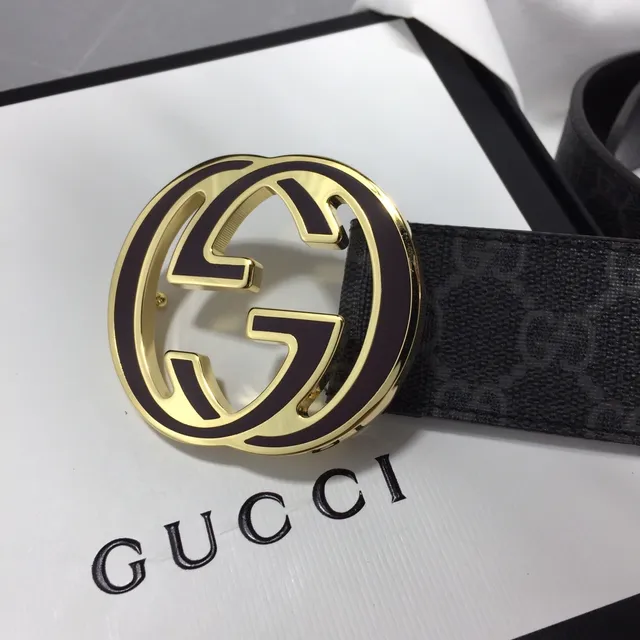 Gucci Ophidia Interlocking G Buckle Black GG Supreme Leather Belt 3