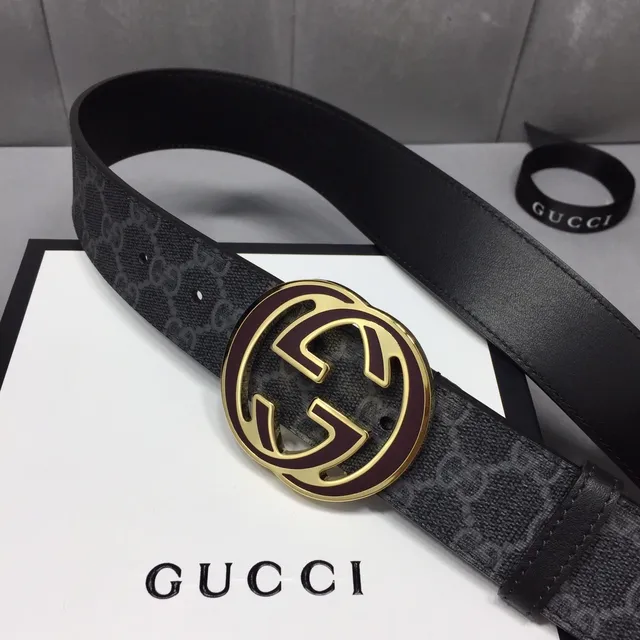 Gucci Ophidia Interlocking G Buckle Black GG Supreme Leather Belt 8