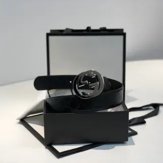 Gucci Ophidia Interlocking G Buckle কালো চামড়ার বেল্ট