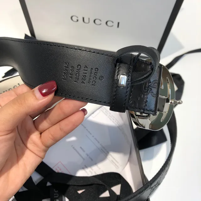 Gucci Ophidia Interlocking G Buckle Black Leather Belt 2
