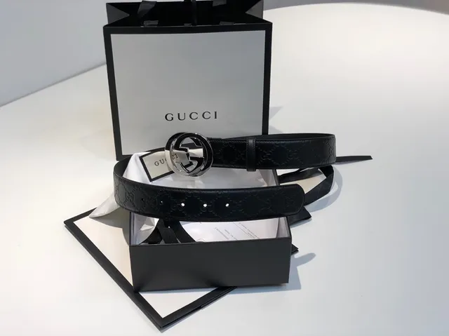 Gucci Ophidia Interlocking G Buckle Black Leather Belt 3