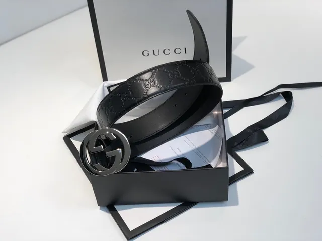 Gucci Ophidia Interlocking G Buckle Black Leather Belt 5