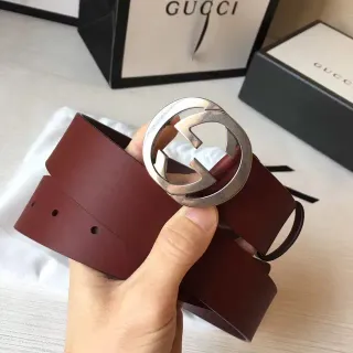 Gucci Ophidia Interlocking G Buckle حزام جلد بورجوندي